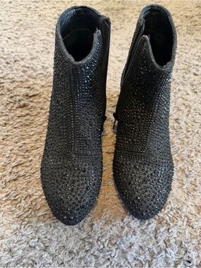 Link Black Crystal Embellished Kids Ankle Boots